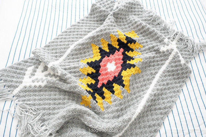 Southwest Sunburst C2C Afghan - This list of C2C crochet patterns will allow you make things you never dreamed of. Your friends will be impressed by your talent and you can make them gifts they could never buy in stores. #C2CCrochet #CornerToCornerCrochet #CrochetPatterns