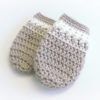 This crochet baby mittens pattern is sweet and unique. It uses basic crochet stitches like single crochet and double crochet. #CrochetBabyMittens #CrochetMittens #CrochetPattern