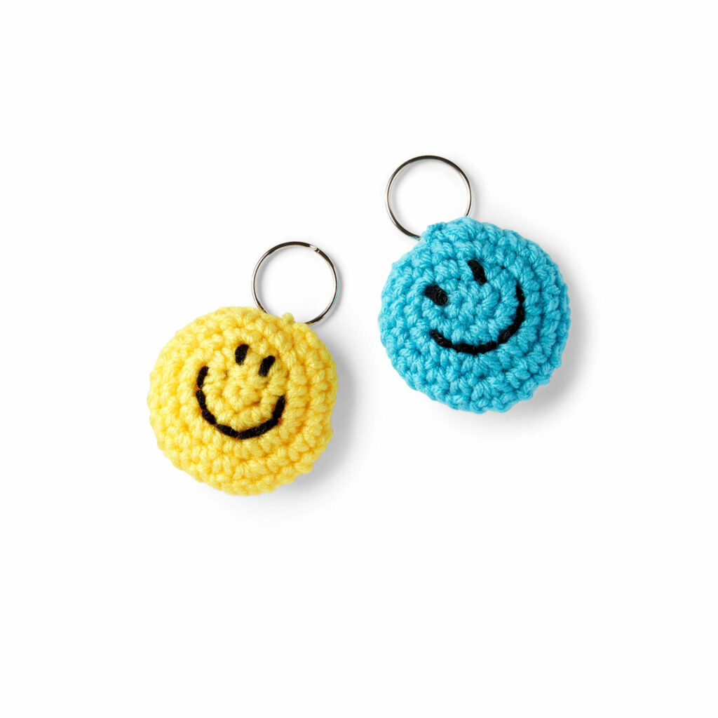 Crochet Red Heart Smiley Emoticon Key Chain
