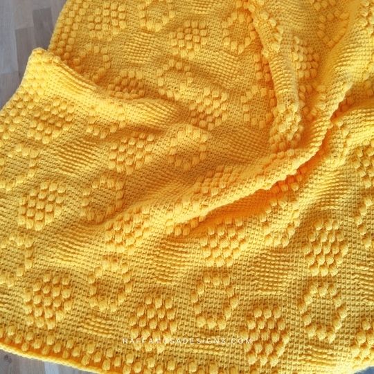 Tunisian Beehive Crochet Baby Blanket 
