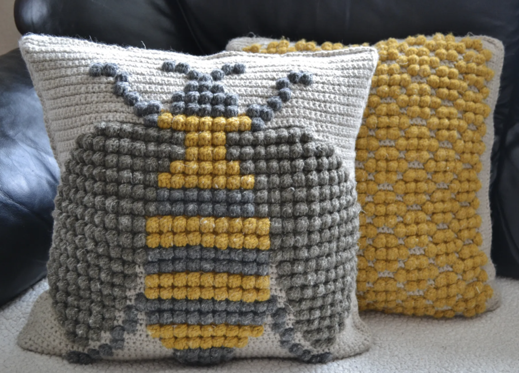 Bumblebee Crochet Pillow 