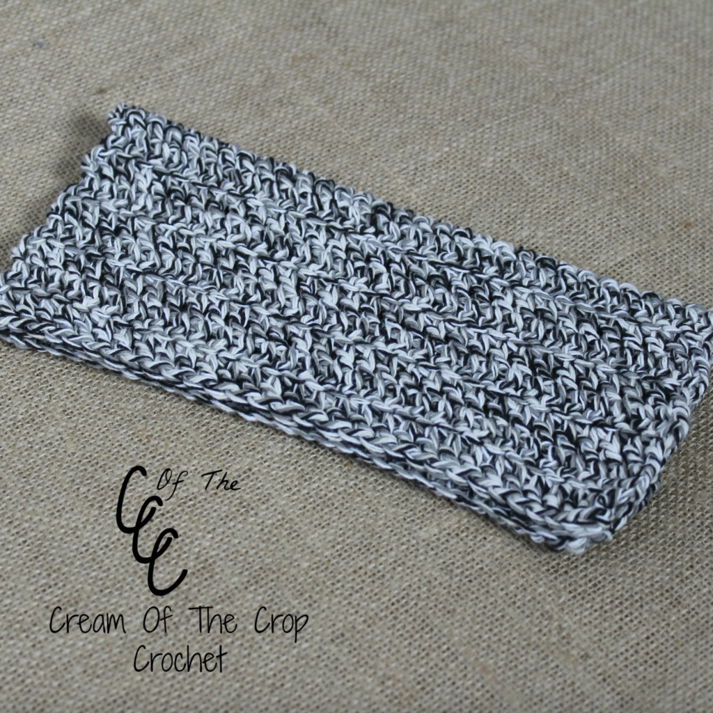 Crochet washcloth made with the double crochet stitch