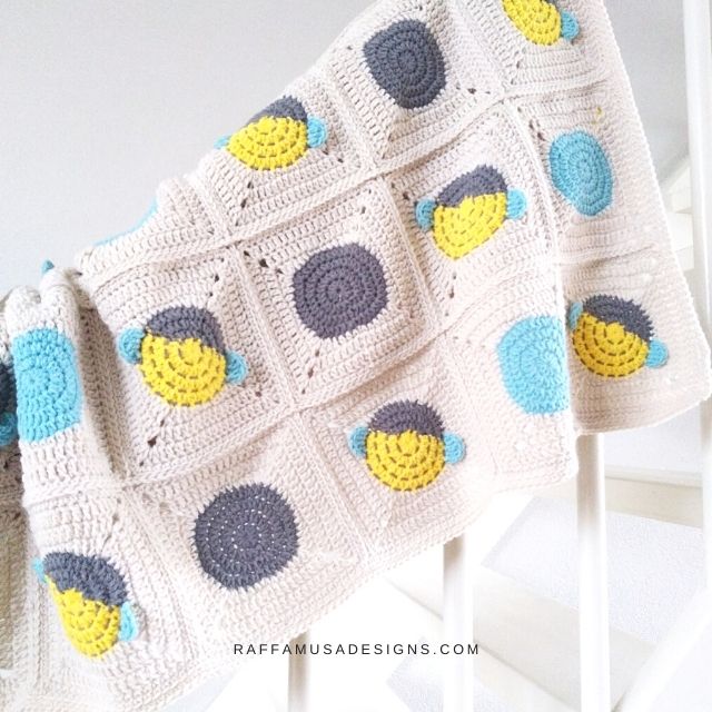 Bumblebee Crochet Granny Square Blanket 