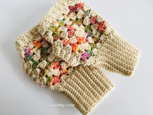Granny Square Crochet Fingerless Mitts