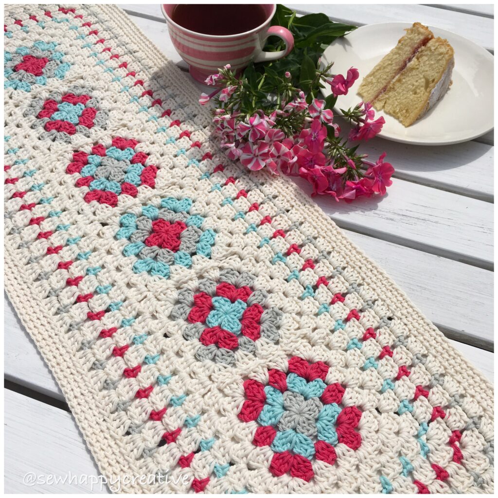 Granny Square Crochet Table Runner
