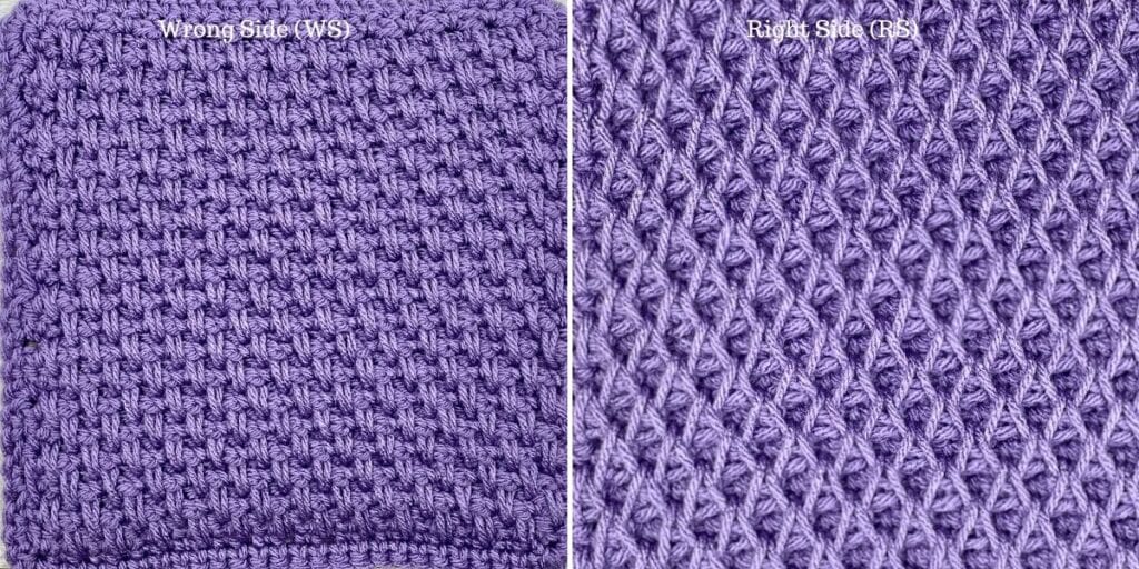 Kindred Crochet Square showing wrong and right sides