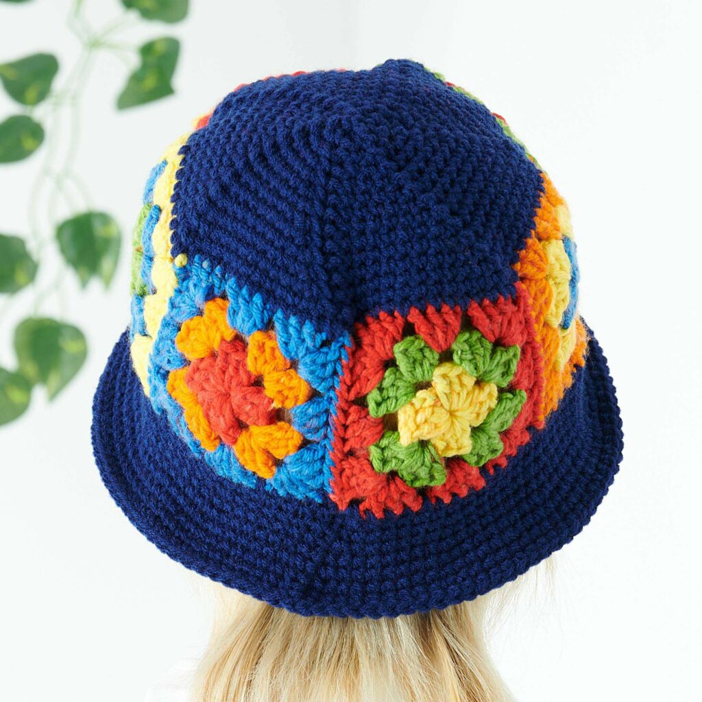 Red Heart Crochet Granny Square Crochet Bucket Hat