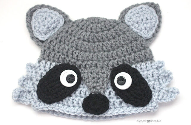 raccoon crochet hat