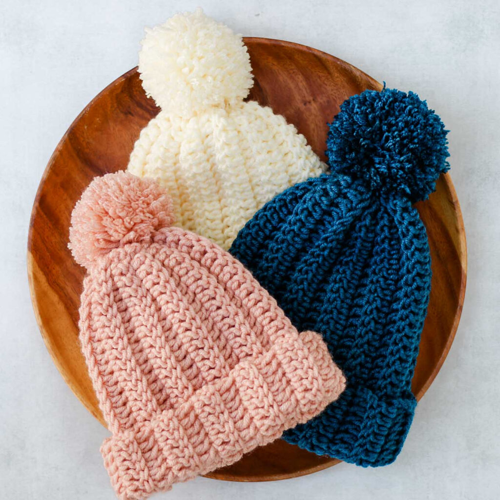 kids' beanie crochet in a variety of colors