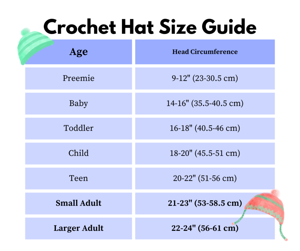 Crochet Hat Size Guide