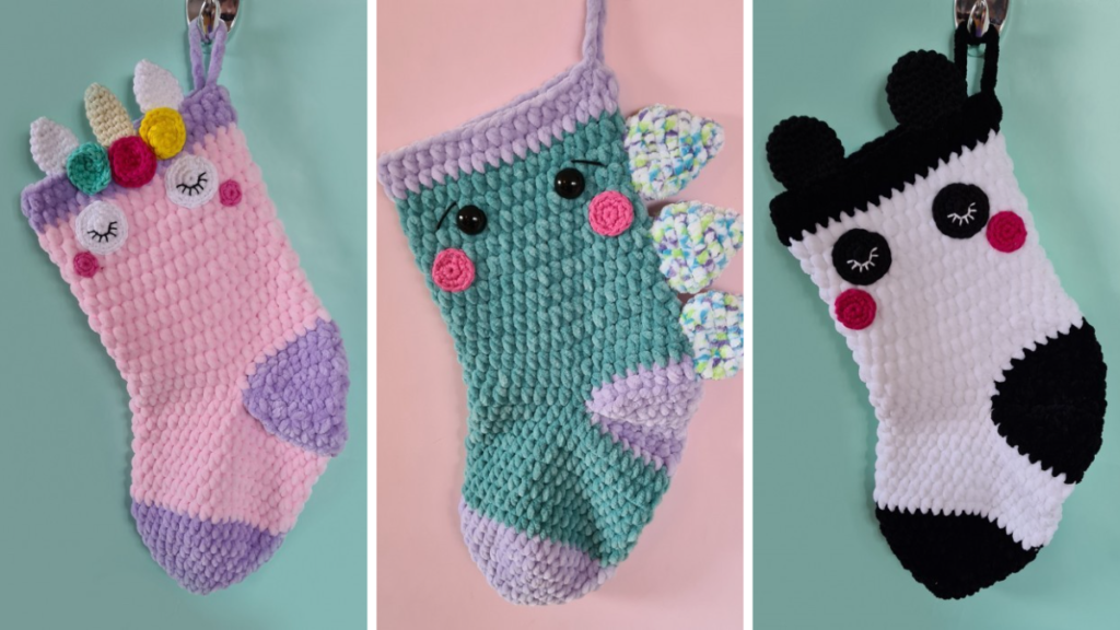 Cute animals crochet Christmas stockings