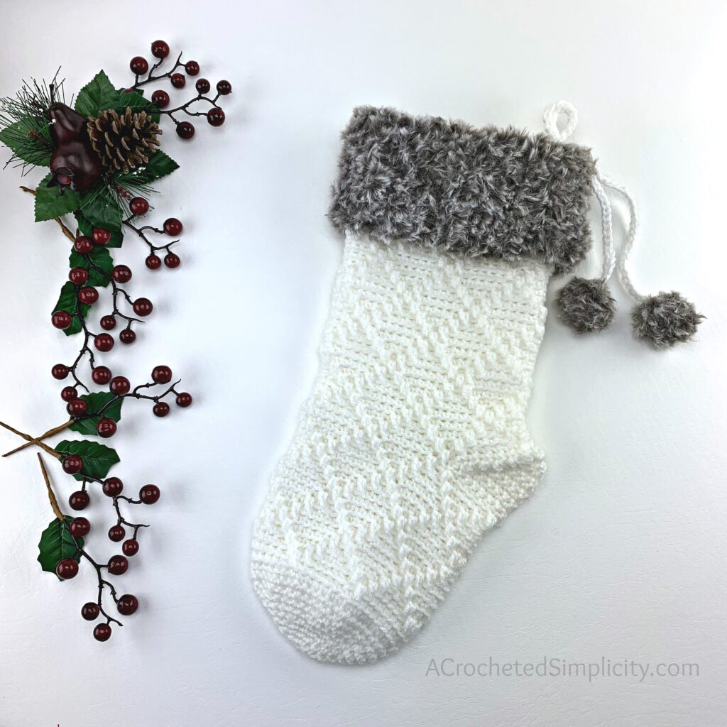 Diamonds and Fur Crochet Christmas Stocking