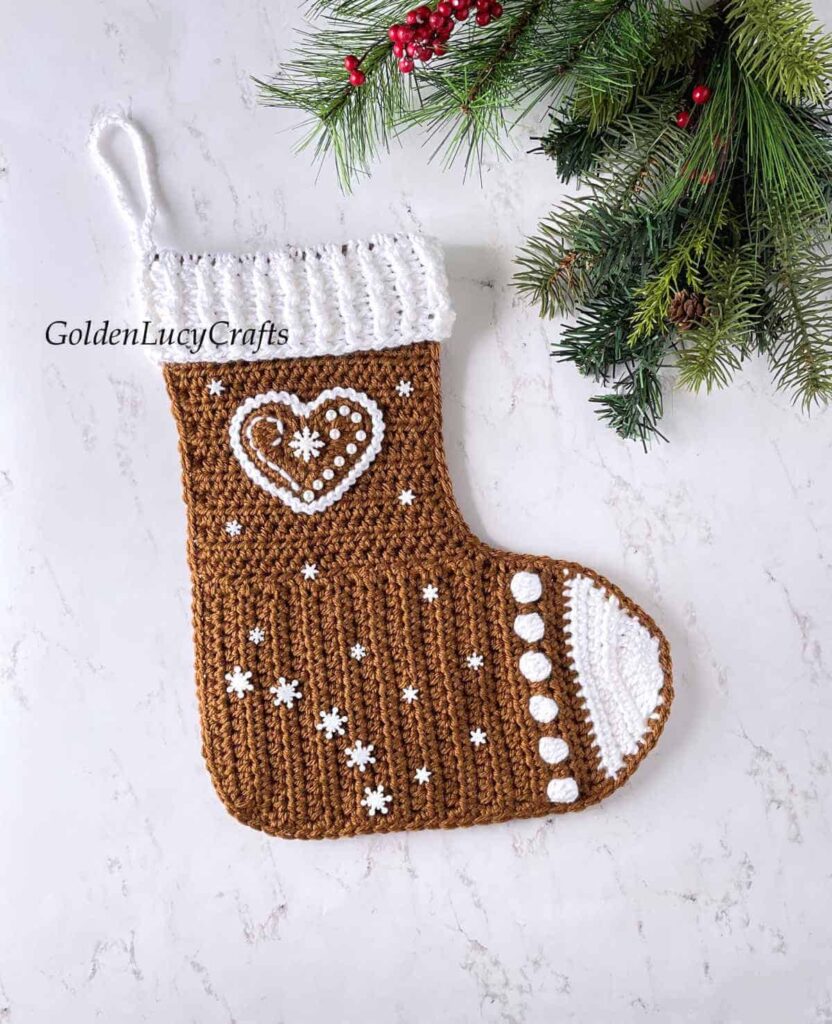 Crochet Gingerbread Stocking