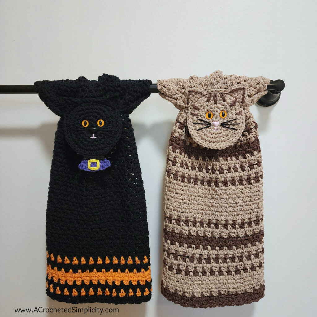 crochet kitty cat hand towels