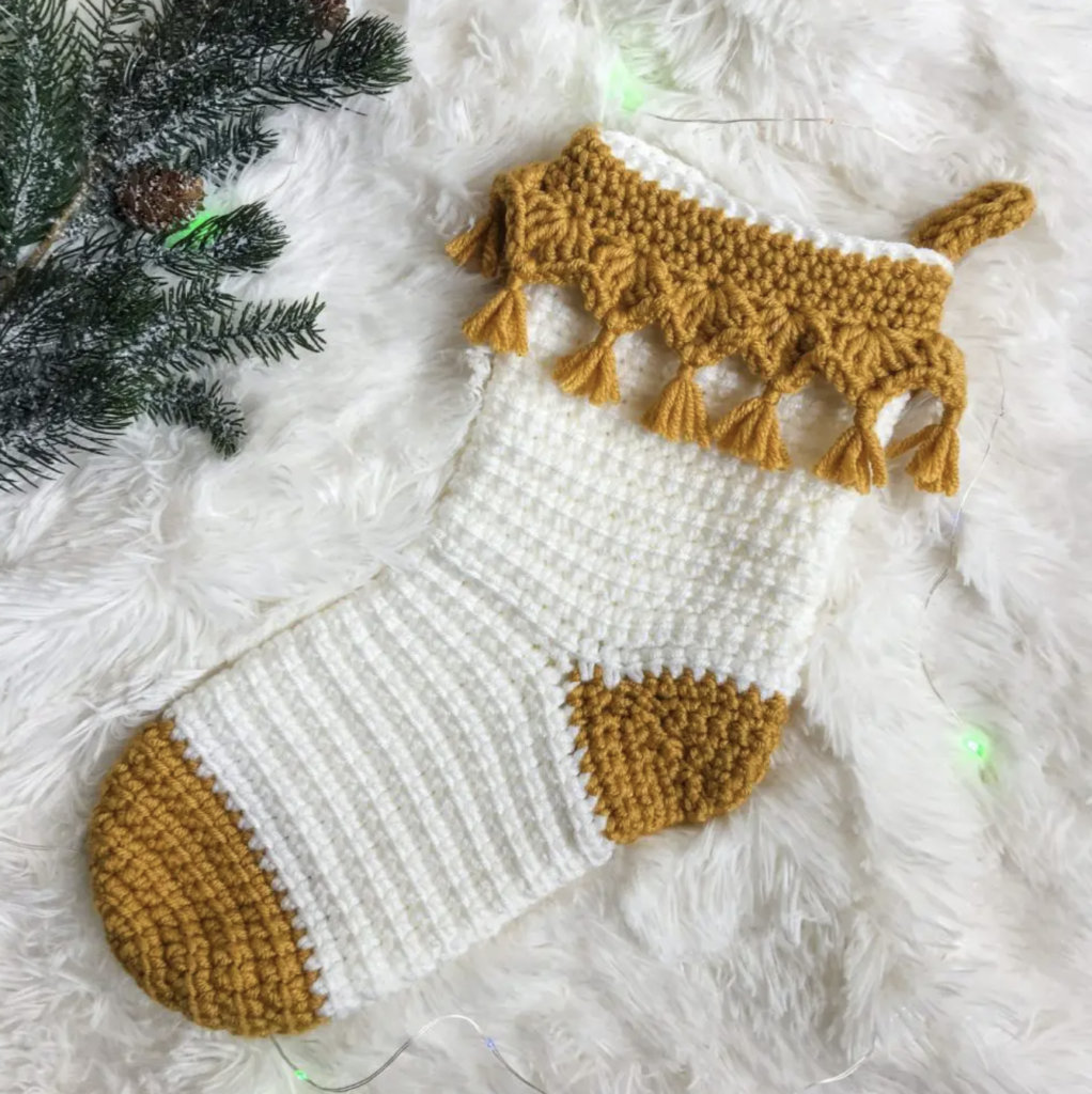Luxe Boho Crochet Christmas Stocking