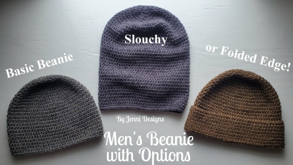men's beanie crochet with options by Jenni Designs