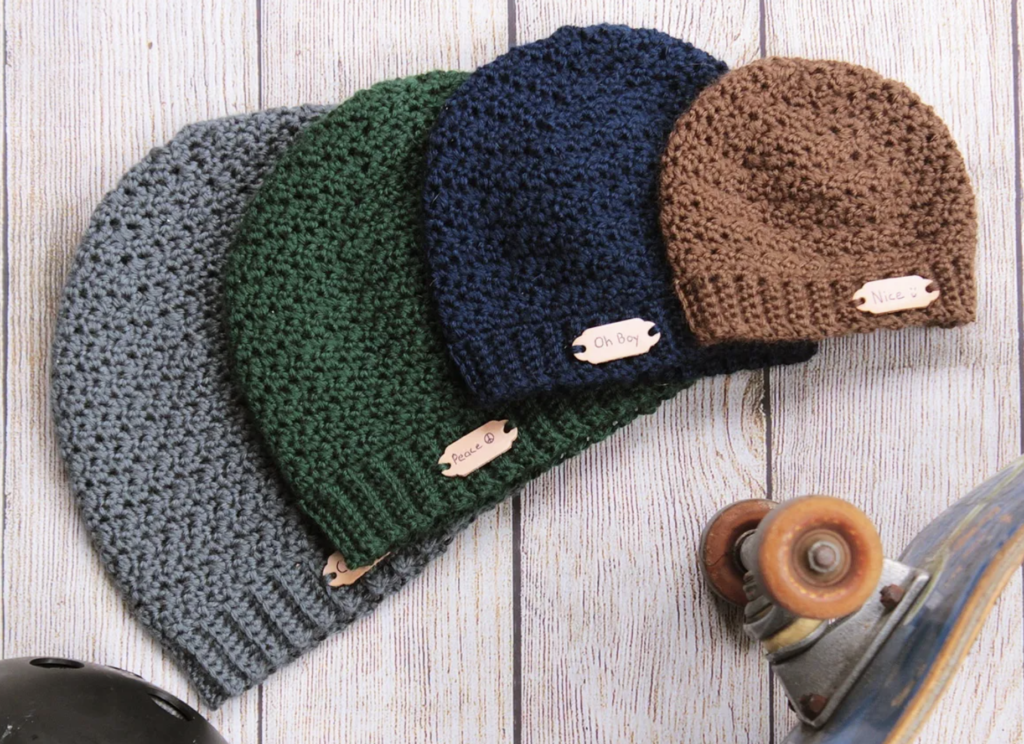 different sizes of ripple beanie crochet