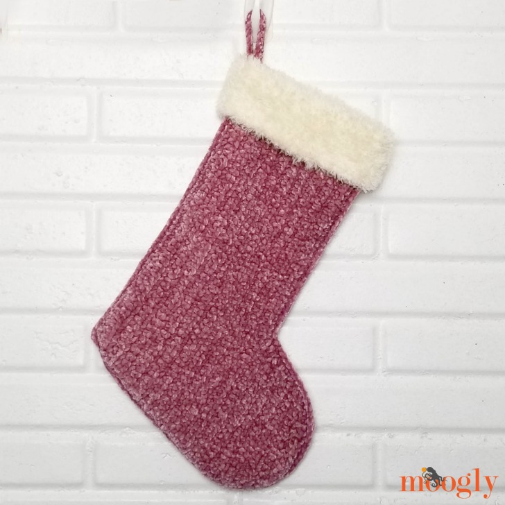 Velvet and Fur Crochet Christmas Stocking