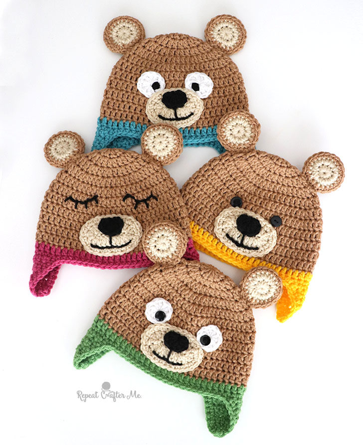Crochet Bernat Bear Hats