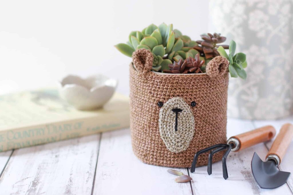 Crochet Teddy Bear Pot Cover