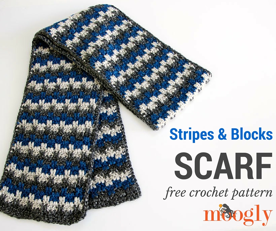 Stripes and Blocks Crochet Scarf