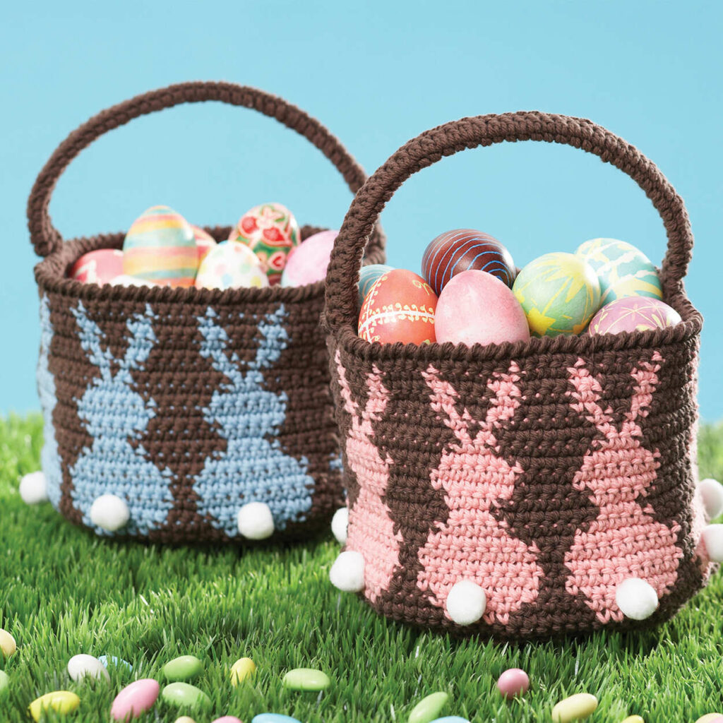 Crochet Lily Sugar ‘n Cream Bunny Egg Basket