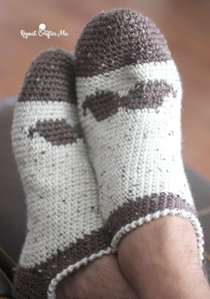 Crochet Mustache Slipper Socks for Men